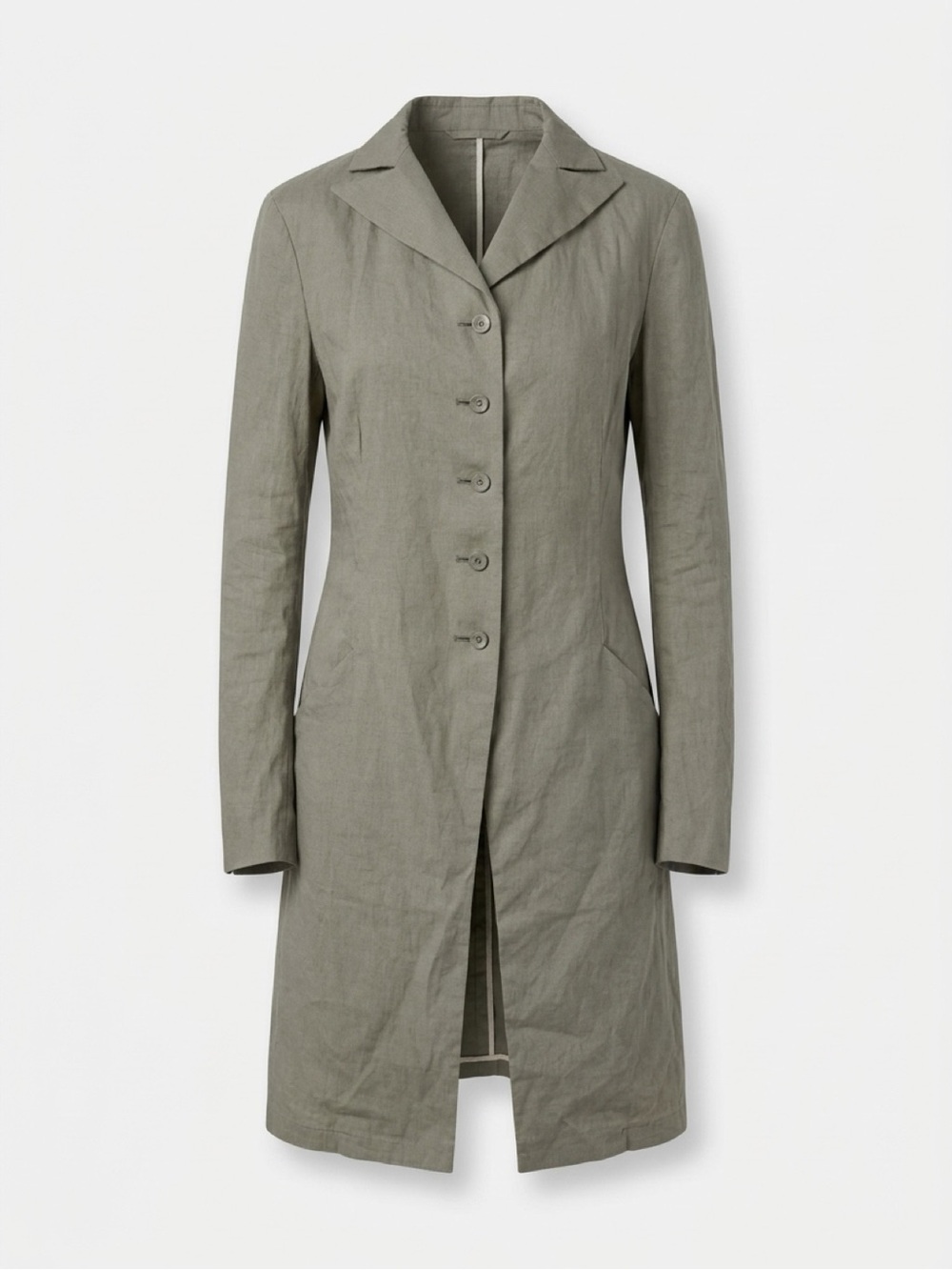 Women's Olive Green Tailored Single-Breasted Trench Coat